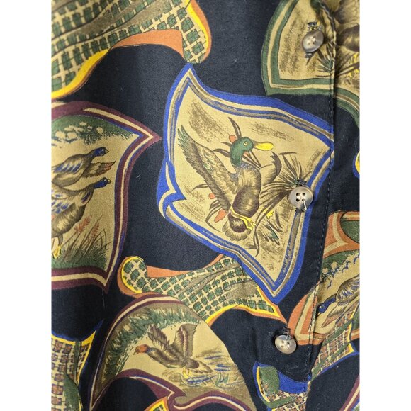 Vintage 90s Duck Print Button Down Blouse | Baroque Preppy | Size 6 - Picture 4 of 9